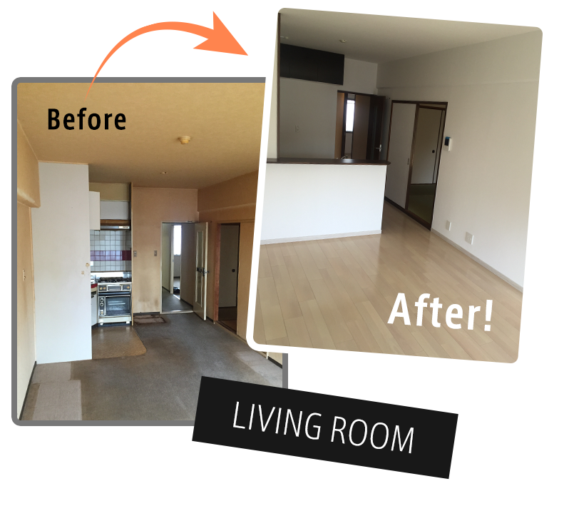 リビングルームのリノベーション例